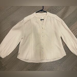 NWT, Elan gauze Cream Button-Up Blouse